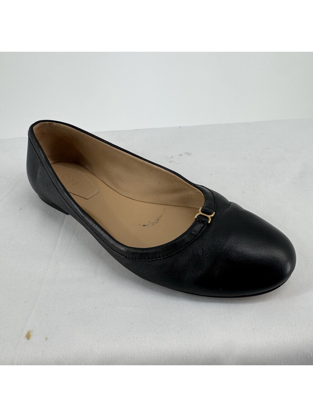 Chloe shoes womens 36 6 black ballet leather flats marcie luxury designer gold